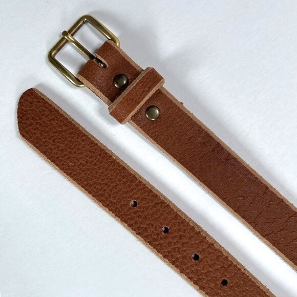 Handmade Leather Belt Vegetable Tanned Brass Buckle - Picture 5 of 8